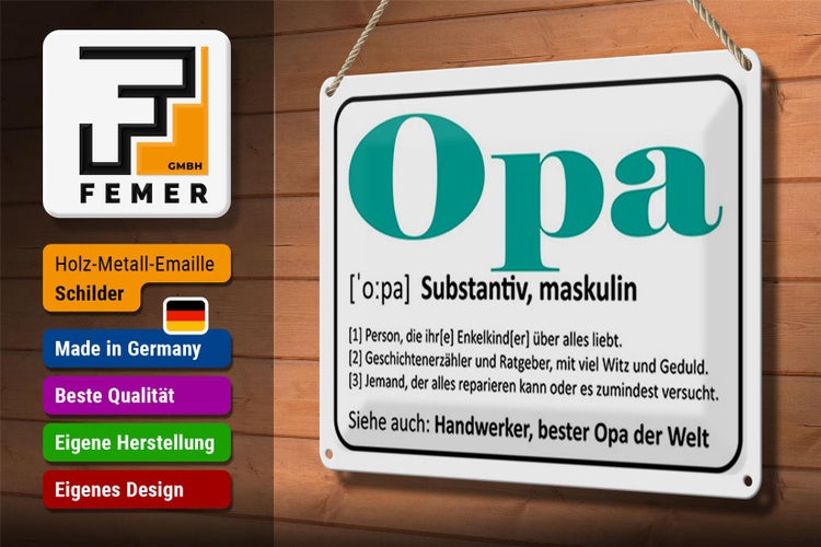 Blechschild Spruch 30x20cm Opa Handwerker bester Opa Welt