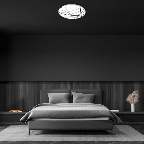 BRILONER KORA LED Deckenleuchte, Neutralweißes Licht, Linien Design, weiß-schwarz, 28 x 6,5 cm