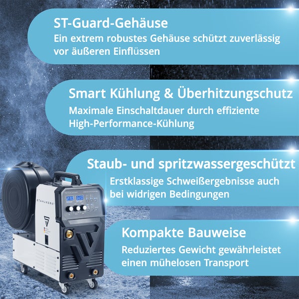 STAHLWERK Schweißgerät MIG 270 Puls Pro 4-in-1 Schweißgerät Pulsfunktion 270 A