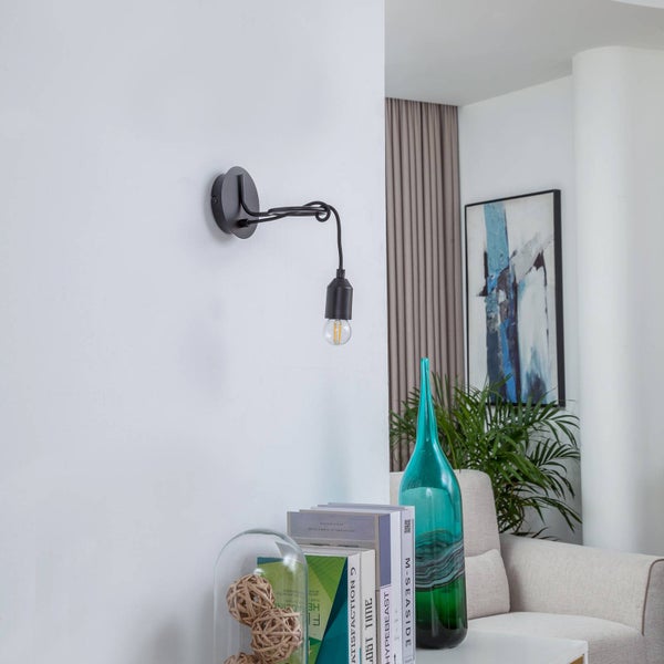 Lindby Wandlampe schwarz Metall, Wandleuchte innen 1x E27 max. 15W ohne Leuchtmittel Innenleuchte Wand Wandbeleuchtung Wohnzimmer Esszimmer Flur