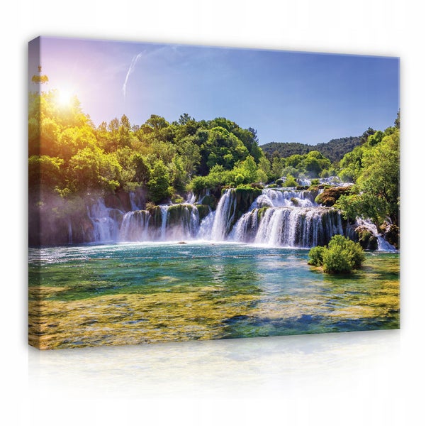 Leinwandbild Wasserfall Natur Modern Bilder Wohnzimmer 100X70 cm