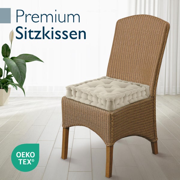 Rattan Stuhl mit Sitzkissen und OEKO-TEX Siegel