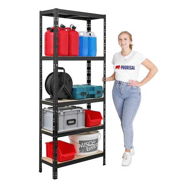 PROREGAL Mega Deal 2x Schwerlastregal APOLLO HxBxT 180 x 75 x 30 cm Fachlast 175kg Schwarz