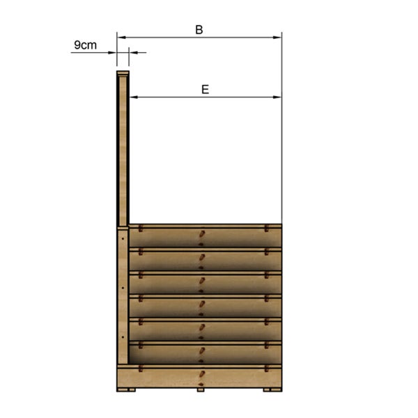 Illustration eines Hochbeets mit Maßangaben