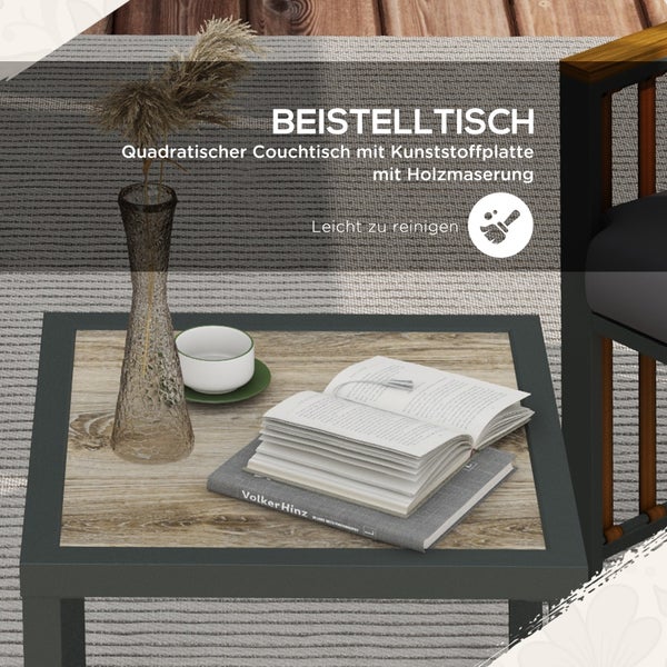 Outsunny 3-tlg. Gartenmöbel-Set, 66L x 68B x 68H cm, PE Rattan, Stahl, mehrfarbig