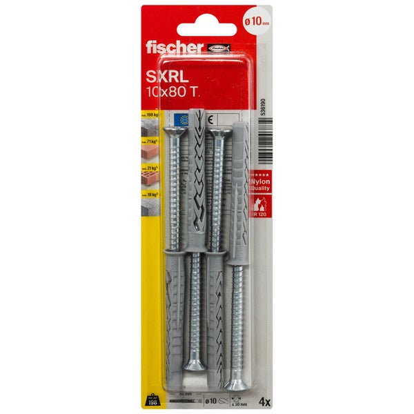 Fischer SXRL Dübel 10x80 T, 4 Stück in Verpackung