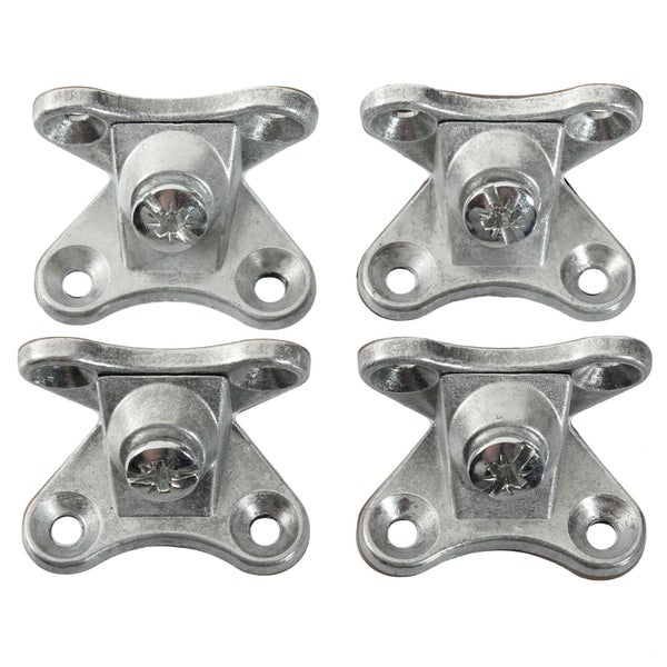 Set aus vier Metall Klemmhaltern zur Befestigung von Spiegeln oder Glasplatten mit vormontierten Schrauben