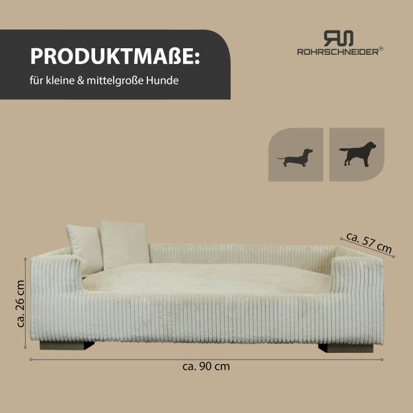 Rohrschneider Hundesofa gepolstert Cord breit beige