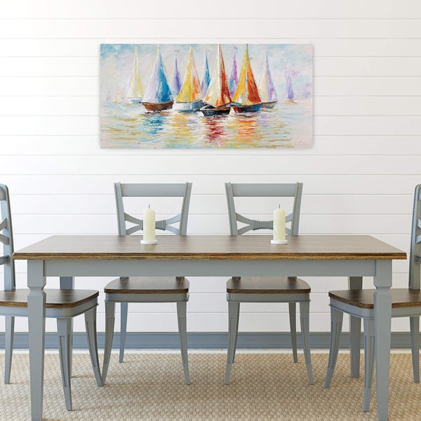Handgemaltes Gemälde Acrylfarbe 120x60cm Weiß