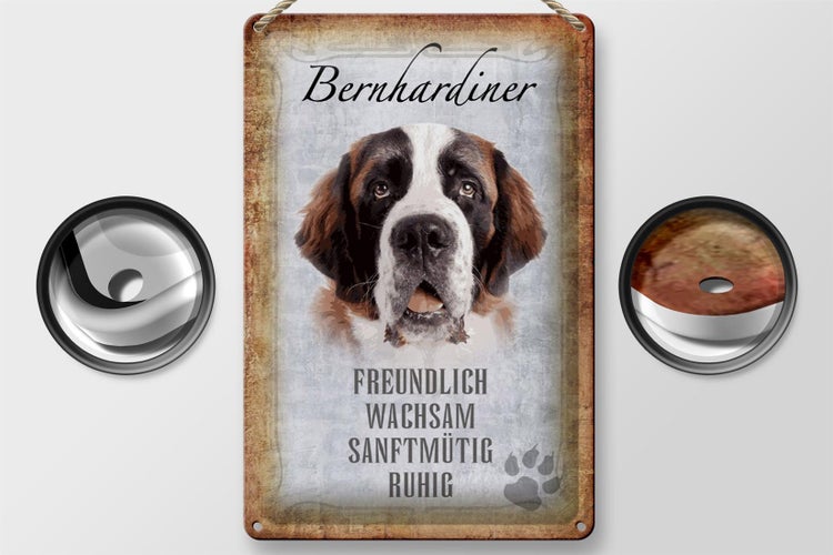 Blechschild Spruch 20x30cm Bernhardiner Hund Schild