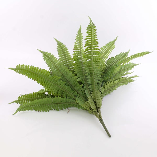 Künstlicher Farnzweig mit detailgetreuen grünen Blättern.