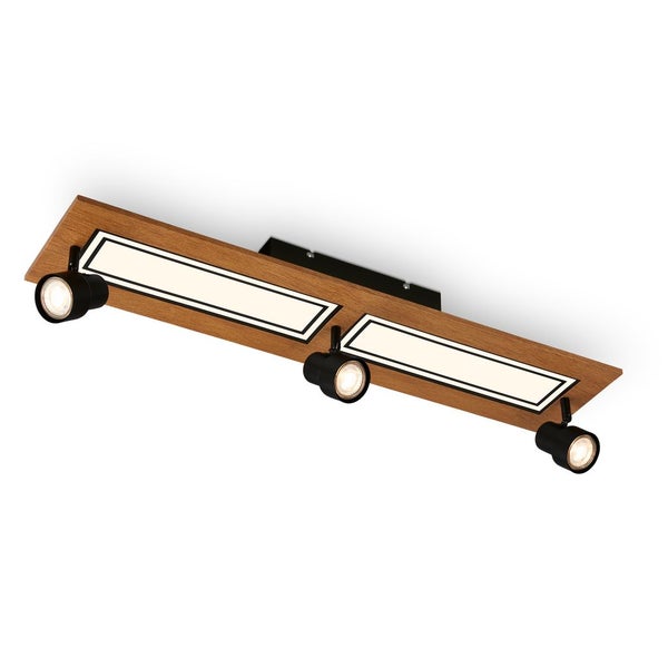 LED Deckenleuchte,schwarz-holzfarben,3xGU10+LED