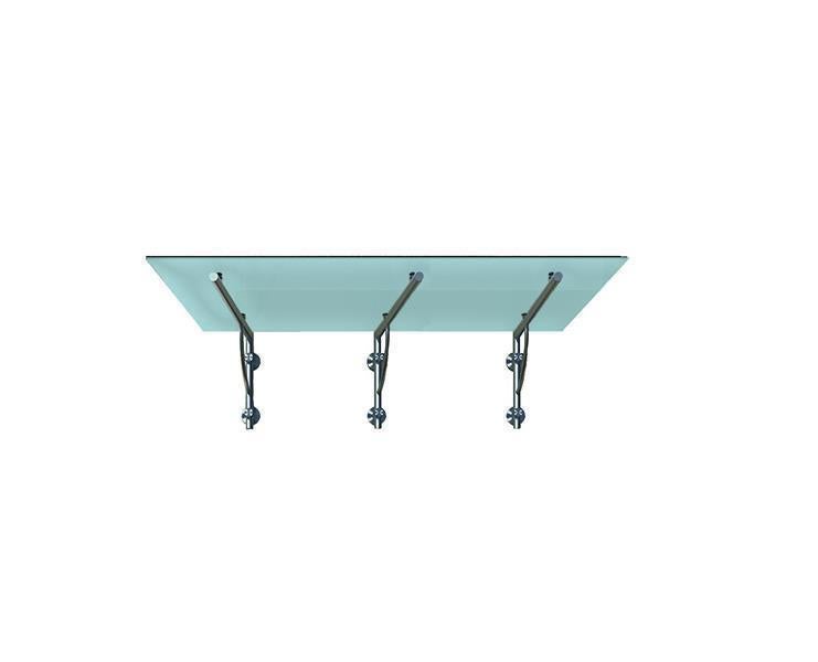 BuyLando (3LB) 200x90 cm Milchglas Glasvordach inkl. Edelstahlhalter gebürstet