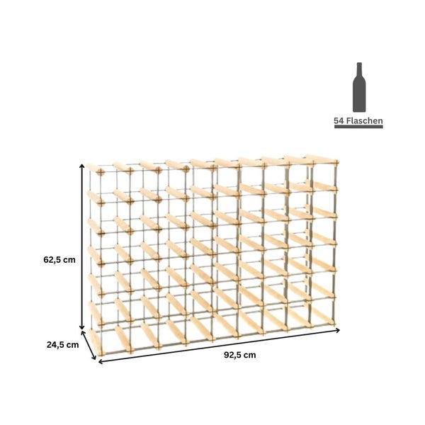 PROREGAL Modulares Weinregal Vinotega Mod Metal HxBxT 62,5 x 92,5 x 24,5 cm 9 x 6 Flaschen Massives Kiefernholz Natur