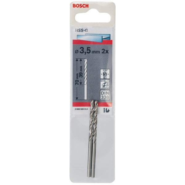 Bosch 2x Metallbohrer HSS-G DIN 338 3,5 x 39 x 70 mm - 2608585914