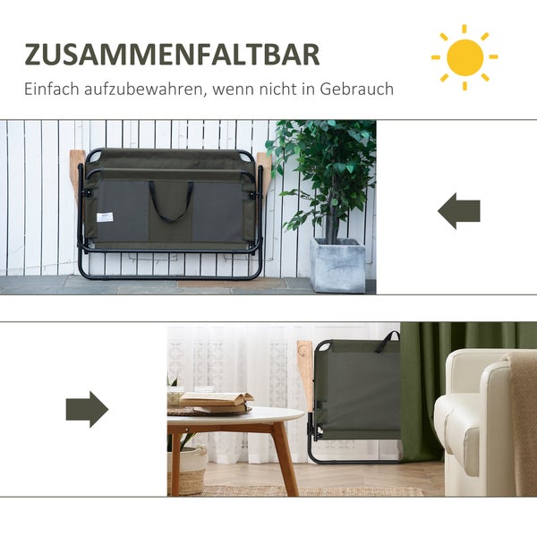 Outsunny Campingstuhl 2-Sitzer klappbar tragbar Gartenstuhl Regiestuhl Klappstuhl mit Getränkehalter für Outdoor Picknick Wandern max. Belastung 160 kg Grün 114 x 67 x 80 cm