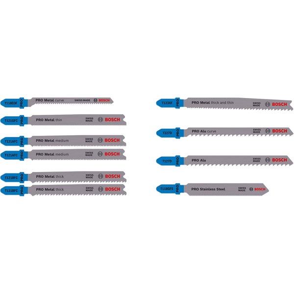 Verschiedene Stichsägeblätter für Metall, Aluminium und Edelstahl von Bosch