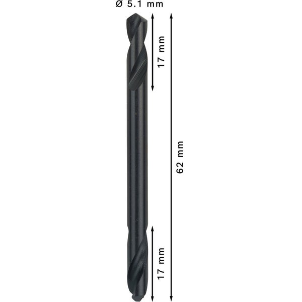 Bosch PRO Metal HSS-G Spiralbohrer mit Doppelklinge 5,1 x 17 x 62 mm - 2608597595