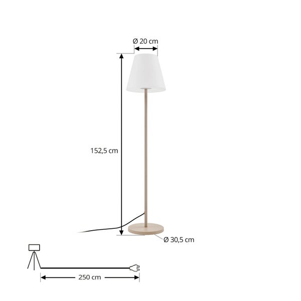 Lucande Stehlampe Terrassenlampe 150 cm, Stehleuchte Terrassenleuchte IP65 Außenleuchte mit Strom 1x E27 ohne Leuchtmittel Gartenlampe Outdoorstehlampe