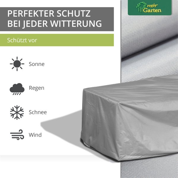 Mehr Garten - Premium PROTECT Eck-Lounge Abdeckung L-Form, Maße: 315x315x80 cm I Gartenmöbel-Schutzhülle wasserdicht, wetterfest & atmungsaktiv I mit Aufbewahrungstasche I Taupe (Hellgrau)