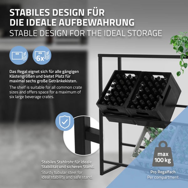ML-Design 2er Set Getränkekistenregal für 6-8 Kisten mit Ablage, 100x32x108,5cm, Stahl, freistehend, Standregal für Getränkekisten, Getränkeregal Kastenregal Kistenregal Bierkistenregal Kistenständer
