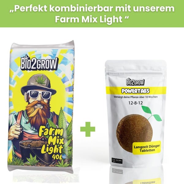 Bio2Grow Farm Mix Light 40 Liter und Bio2Grow Power Tabs Langzeitdünger Tabletten