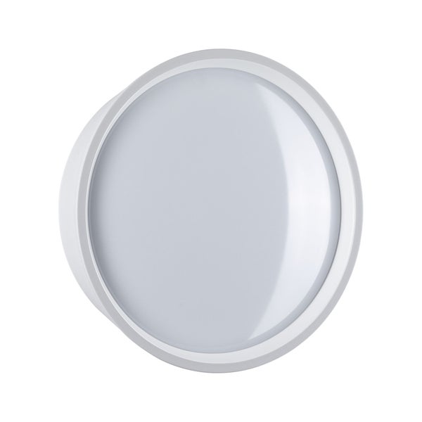 LED Außenwandleuchte Platomo seewasserresistent IP44 rund 180mm 3000K 14,5W 1200lm 230V Weiß Kunststoff