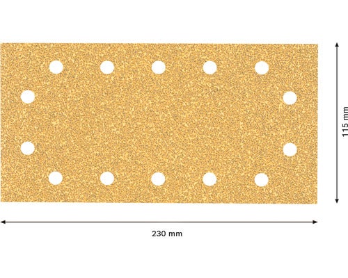 Schleifpapier mit Löchern, Abmessungen 230 mm x 115 mm