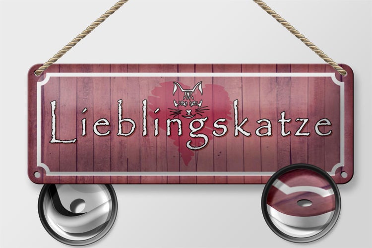 Blechschild Spruch 27x10cm Lieblingskatze Herz Katze Dekoration