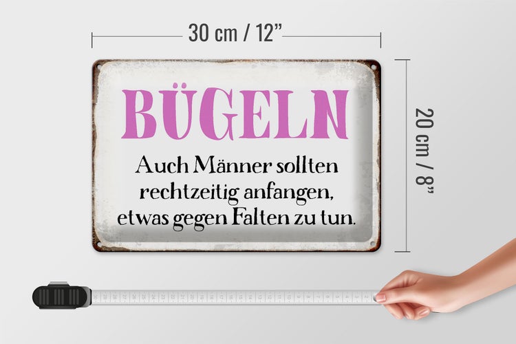 Blechschild Spruch 30x20cm Bügeln auch Männer sollten