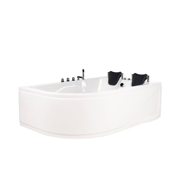 Home Deluxe - Whirlpool - BLUE OCEAN XL Links, Weiß, Maße: 180 x 120 x 65 cm - inkl. Nackenkissen, Armaturen und Whirlpoolpumpe I Whirlpool für 2 Personen, Indoor SPA, Eckbadewanne