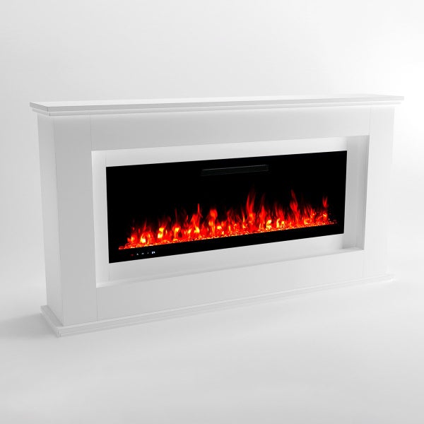 Glow Fire Elektrokamin 'Rhea' 127 | LED Standkamin in weiß mit Heizung (1500 W) | HxBxT:  97x178x33 cm
