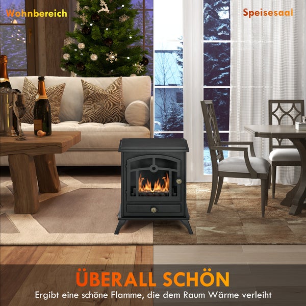 HOMCOM, Ethanol-Kamin, Bio-Ethanol-Brenner, 45L x 28B x 54H cm, Stahl, Schwarz
