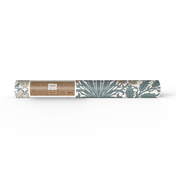 Eine Tapetenrolle mit Blumenmuster von William Morris im Vliesdesign