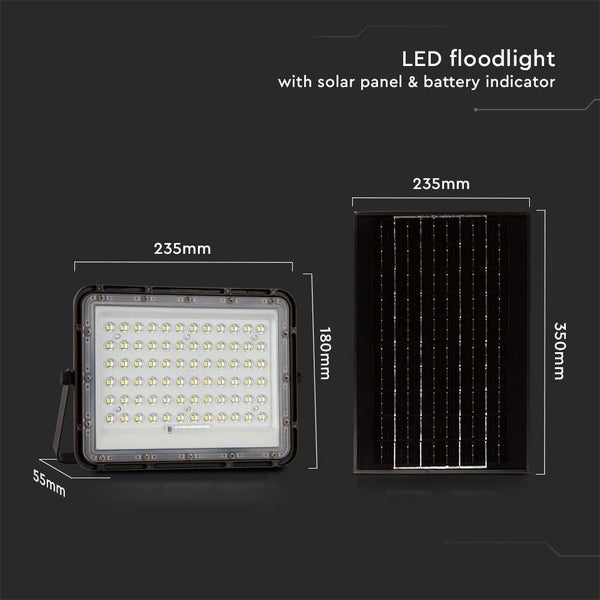 LED-Flutlicht mit Solarpanel und Batterieanzeige, Abmessungen
