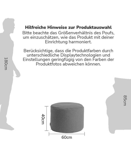 mokebo Pouf, Hocker o. Sitzhocker 'Der Ruhepouf', nachhaltiger Sitzpouf aus Recyclingstoff in Grau