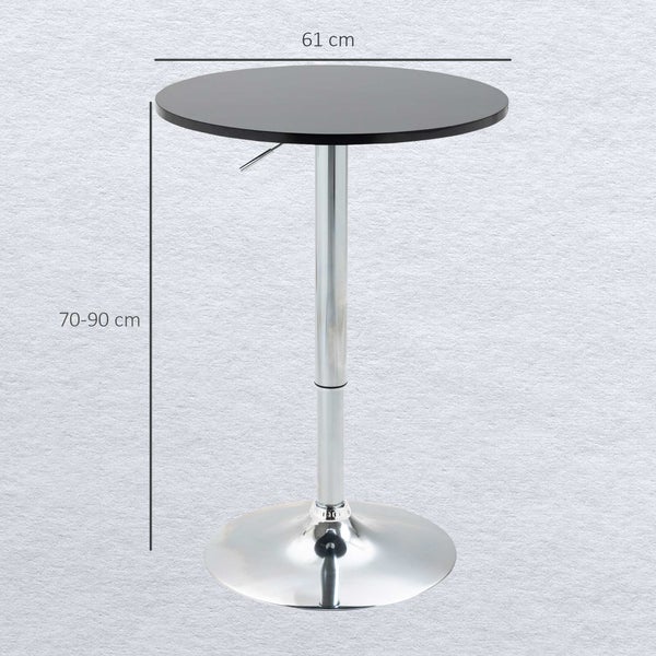 Höhenverstellbarer Stehtisch mit runder Tischplatte, Durchmesser 61 cm, Höhe 70 bis 90 cm