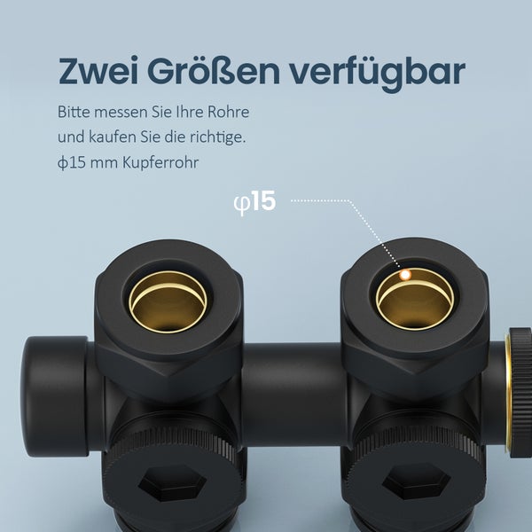 EMKE Zubehör Ventiladapter für 15 mm Kupferrohr, 2-teilig, geeignet für EMKE Thermostatventile, Heizkörper Zubehör