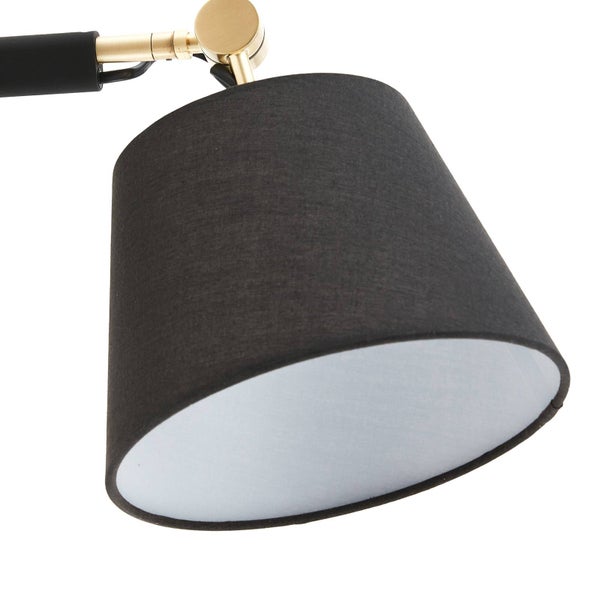 Lucande Wandleuchte, Wandlampe Innen Marvaine in Schwarz aus Metall (1 flammig E27) - Textil Wandleuchten Wandstrahler Wandbeleuchtung Schlafzimmer / Wohnzimmer Wohnzimmerleuchte