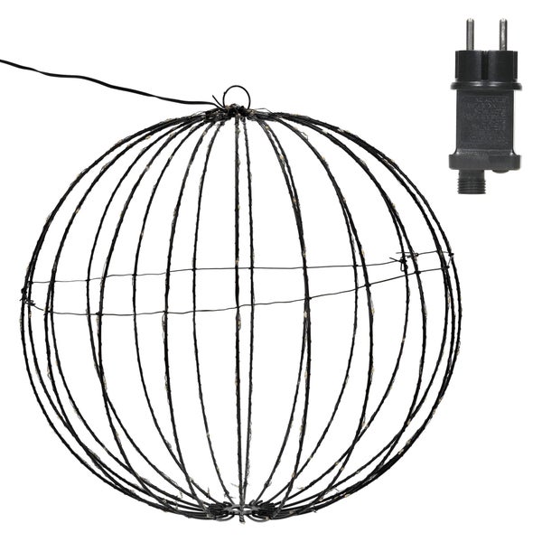 ECD Germany LED Leuchtkugel Ø40cm 240 LED Extra-Warmweiß/Timer, Metall LED Ball faltbar, Kugelleuchte zum hängen, Drahtlichterkette Innen/Außen IP44, Dekorative beleuchtete Kugel Weihnachtsbeleuchtung