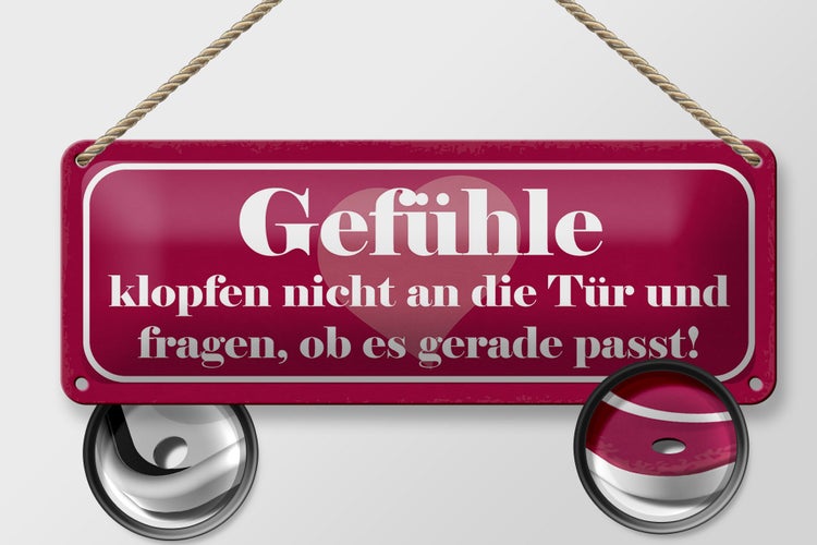 Blechschild Spruch 27x10cm Gefühle klopfen nicht an die Tür Dekoration