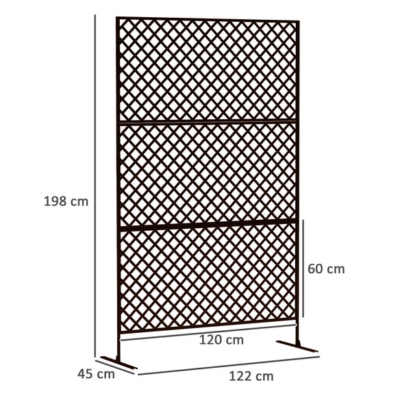 Outsunny Raumteiler 3-teilig 122 x 198 cm Freistehend Paravent in Gitter, Trennwand 3-TLG Sichtschutz aus Stahl, Outdoor Raumtrenner Sichtschutzwand Stellwand für Garten, Balkon, Terrasse, Schwarz