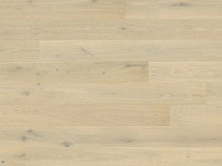 Bodenbelag in heller Holzoptik mit natürlicher Maserung und Astlöchern in Form von horizontalen Dielen.