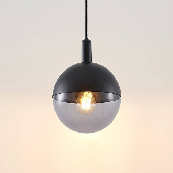 Lucande Pendelleuchte Dustian (Design, Modern) in Schwarz aus Glas (1 flammig E27) - Design-Hängeleuchte Esstischlampe Hängelampe Hängeleuchte Wohnzimmerleuchte