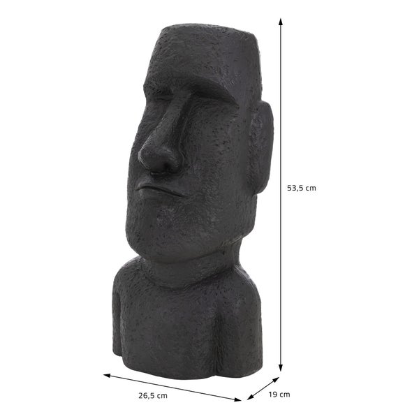 ECD Germany Moai Figur Rapa Nui Kopf 53,5 cm hoch aus wetterfestem Steinguss Kunstharz, Anthrazit, Osterinsel Statue als Dekoration für Haus & Garten, Gartenfigur Dekofigur, Skulptur für Innen & Außen