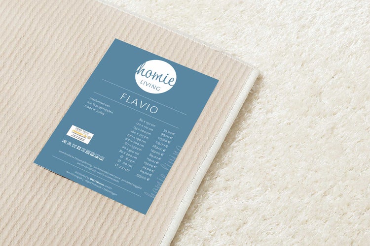 Teppich Creme Weiß Hochflor Flavio Homie Living 200x200 cm