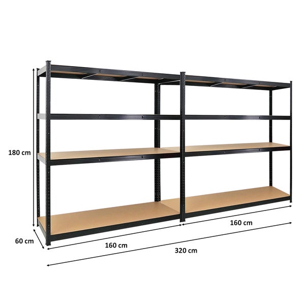 PROREGAL Mega Deal 2x Schwerlastregal Taurus XL mit TÜV/GS Zertifizierung HxBxT 180 x 160 x 60 cm Fachlast 250 kg Schwarz