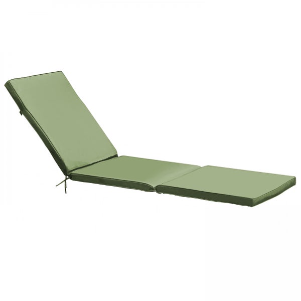 Dreiteilige Auflage für Sonnenliegen aus Textil mit Befestigungsbändern.