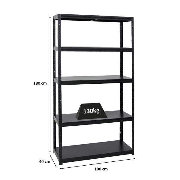 PROREGAL Schwerlastregal Steel Eagle HxBxT 180 x 100 x 40 cm Fachlast 130 kg Schwarz