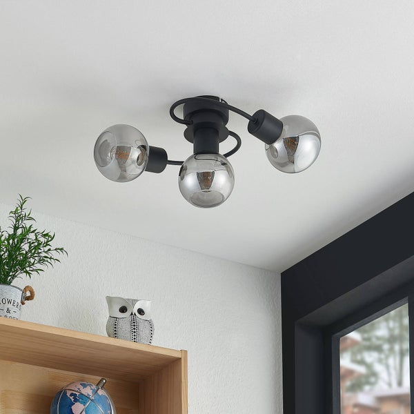 Lindby Deckenlampe Ciala (Modern) in Schwarz aus Glas (3 flammig, E14) - Deckenleuchte Lampe Wohnzimmerleuchte